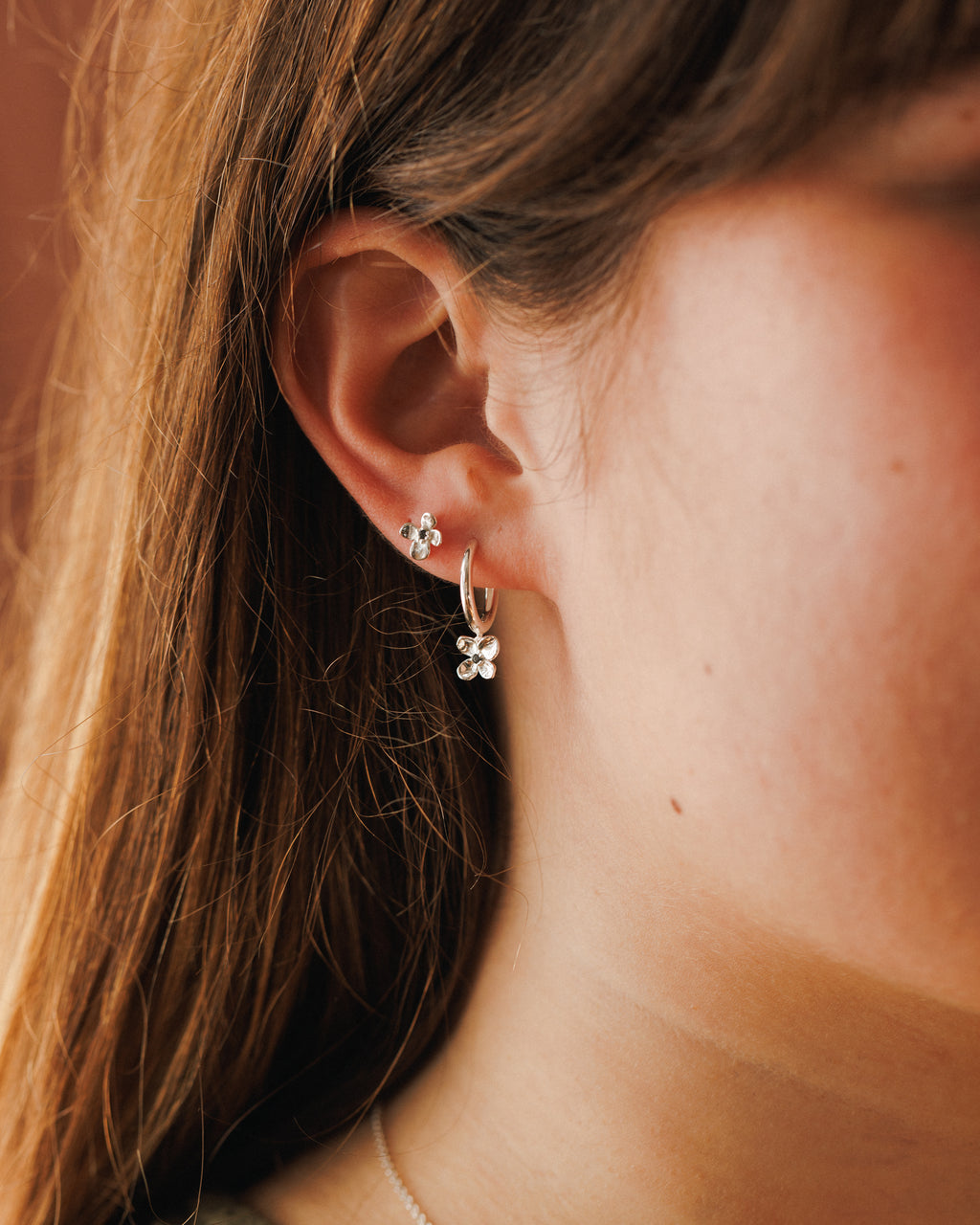 Midnight Blossom Charm Hoops
