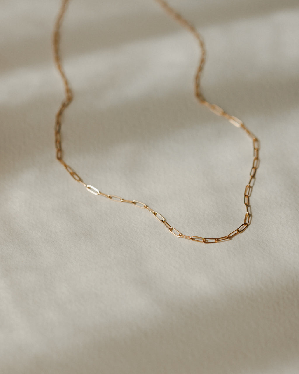 Solid Gold Dainty Paperclip Chain