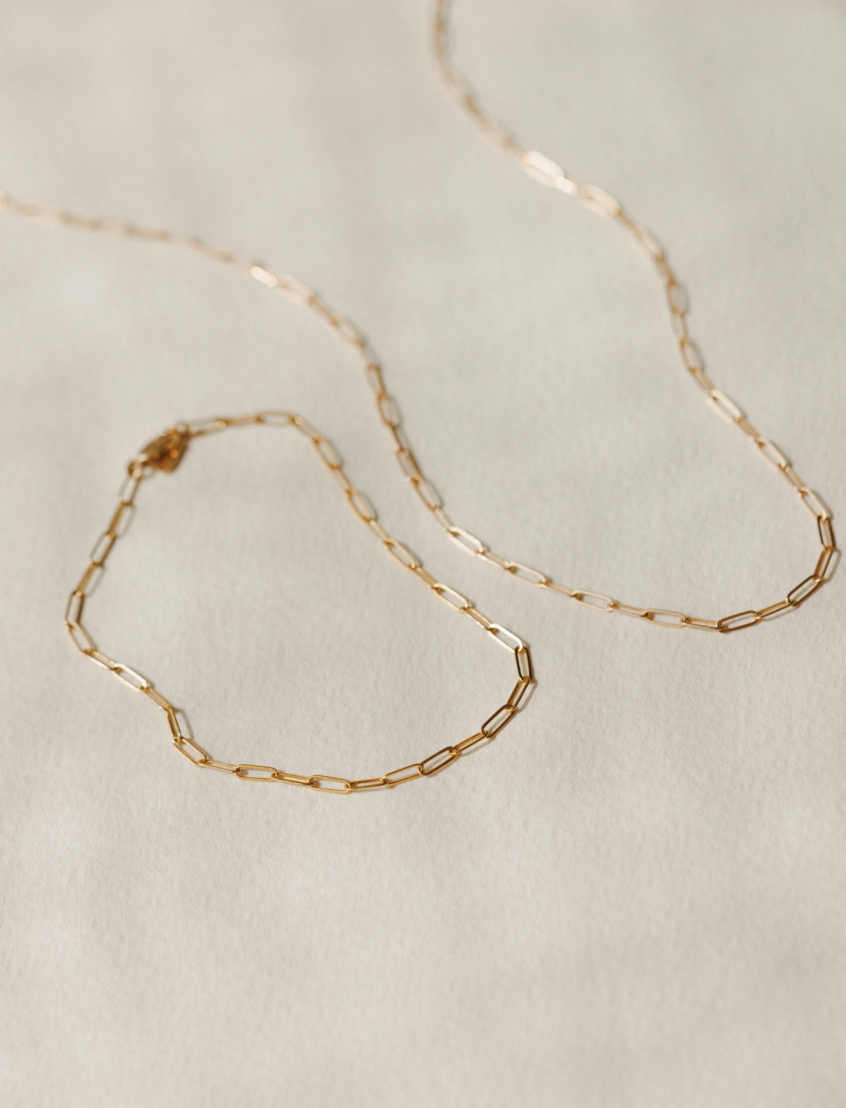 Solid Gold Dainty Paperclip Chain