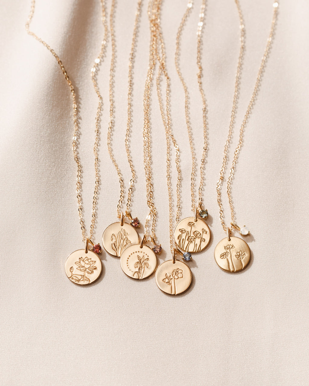 Solid Gold Flora Birthstone Necklace