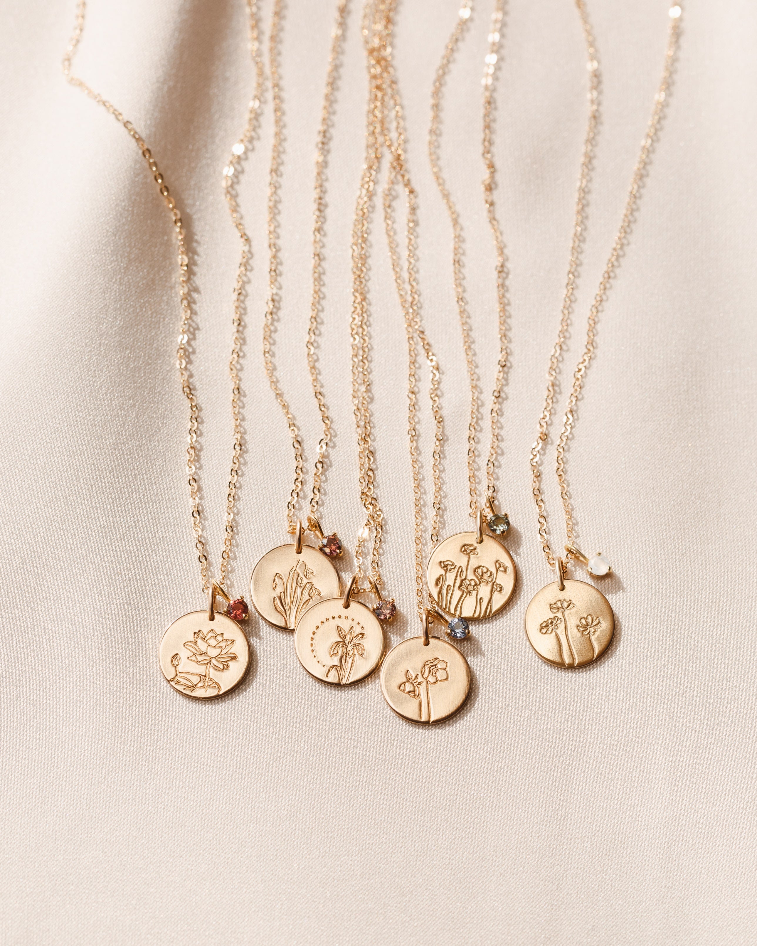 Solid Gold Flora Birthstone Necklace