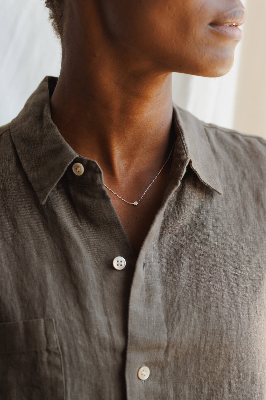 Gaia White Sapphire Solitaire Necklace