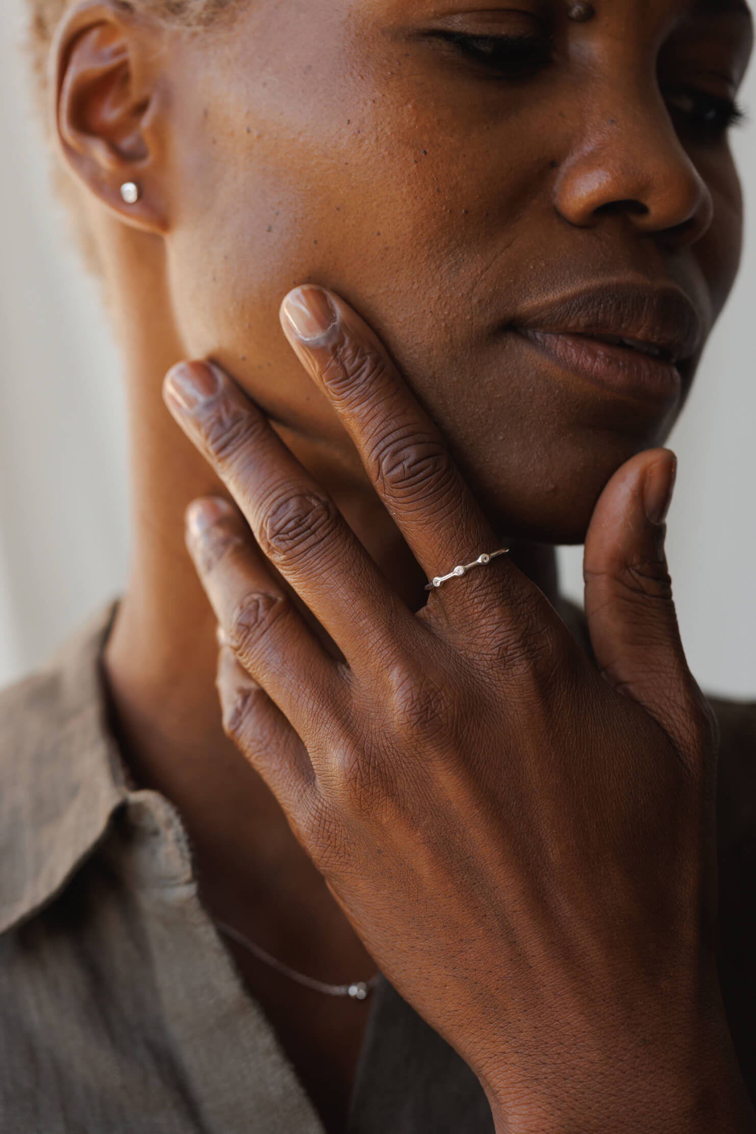 Gaia White Sapphire Trilogy Ring