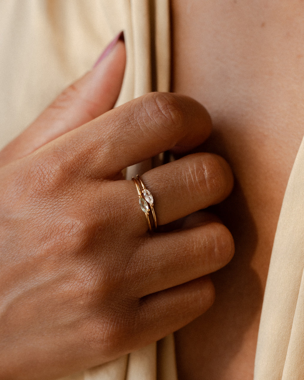 White Sapphire Leaflet Ring
