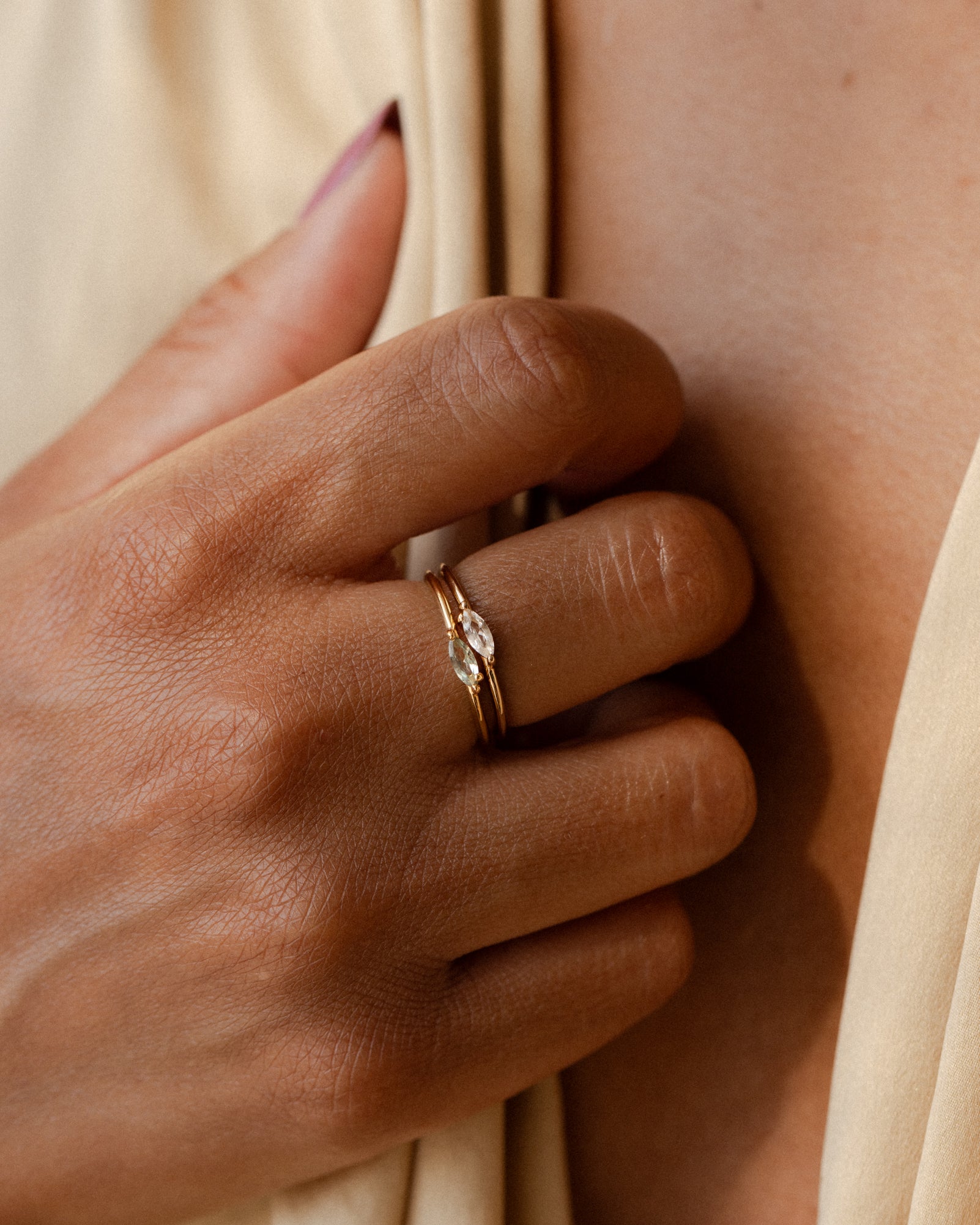 White Sapphire Leaflet Ring