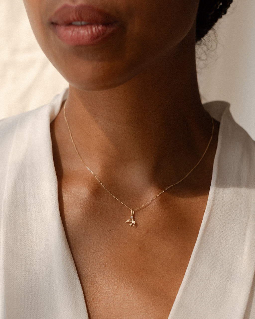 Solid Gold Swallow Charm