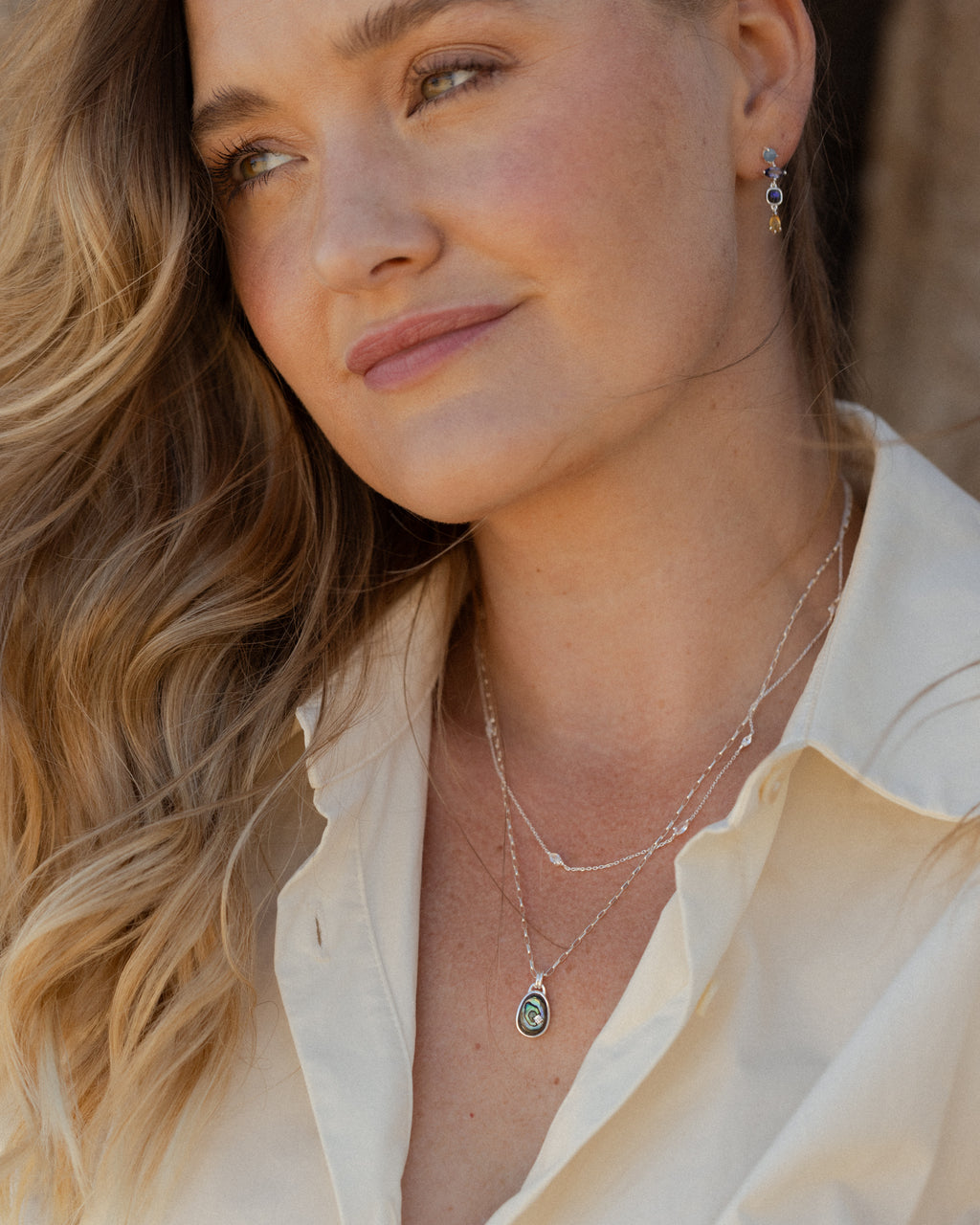 White Sapphire Leaflet Necklace