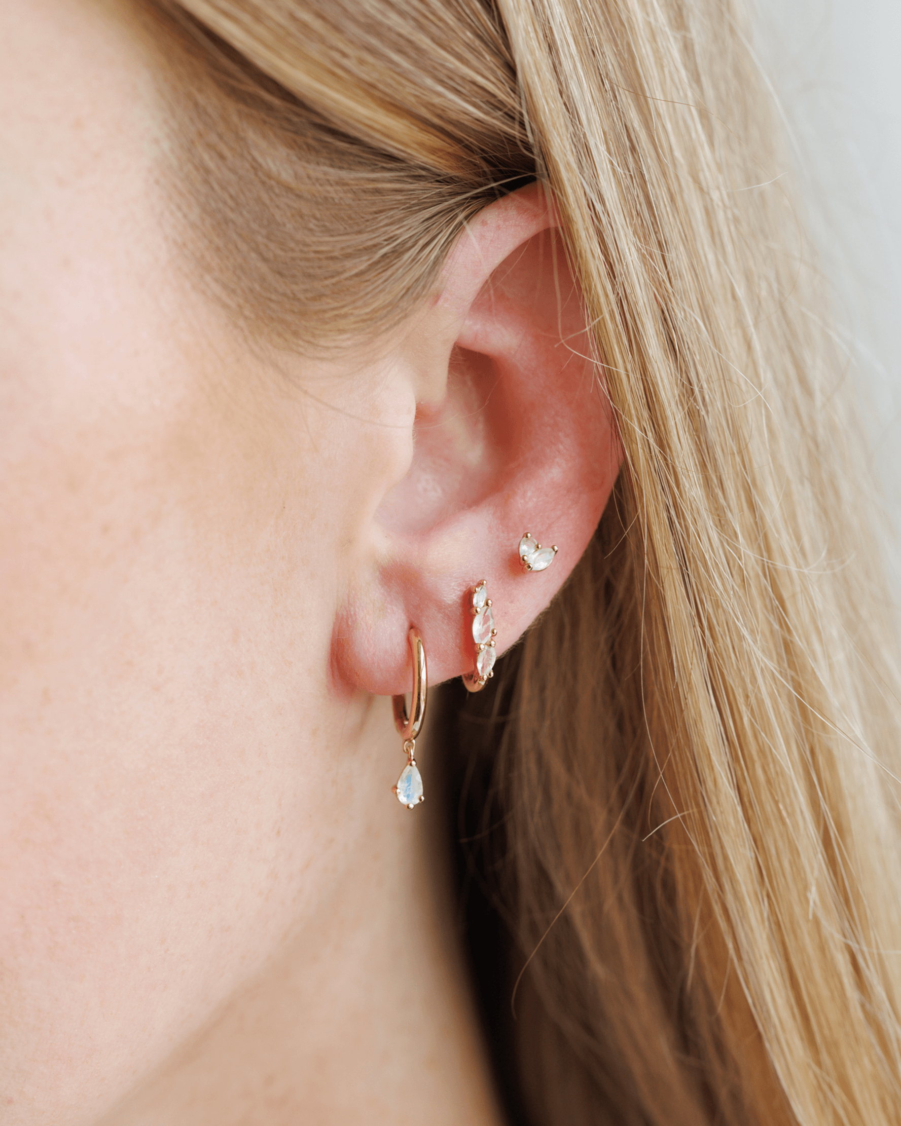 White Moonstone Duo Studs