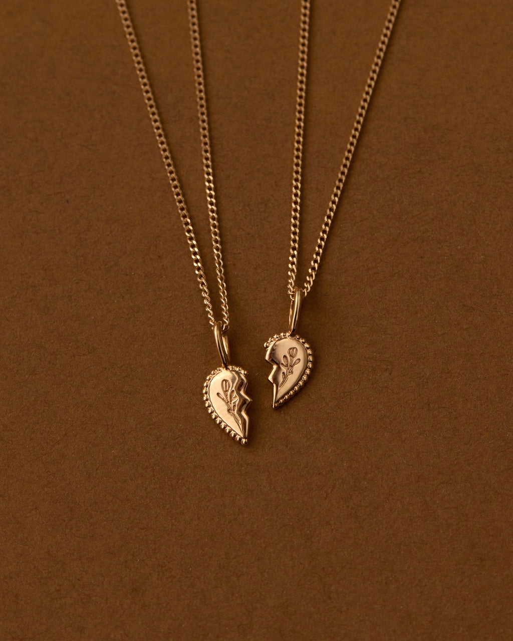 Solid Gold Shared Heart Necklace