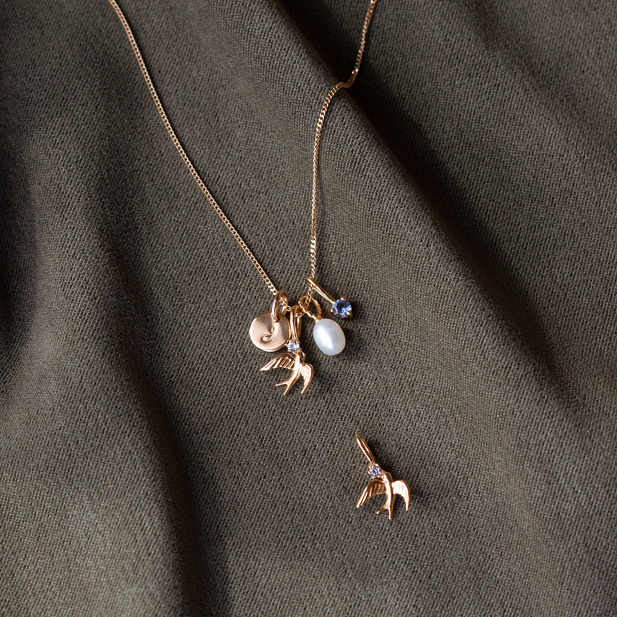 Solid Gold Swallow Charm