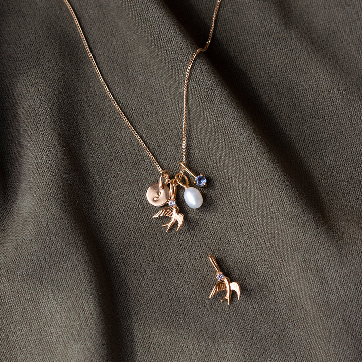Solid Gold Swallow Charm