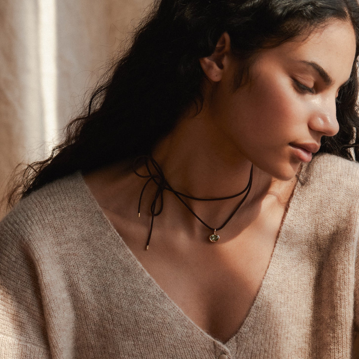 Medallion & Suede Cord Necklace