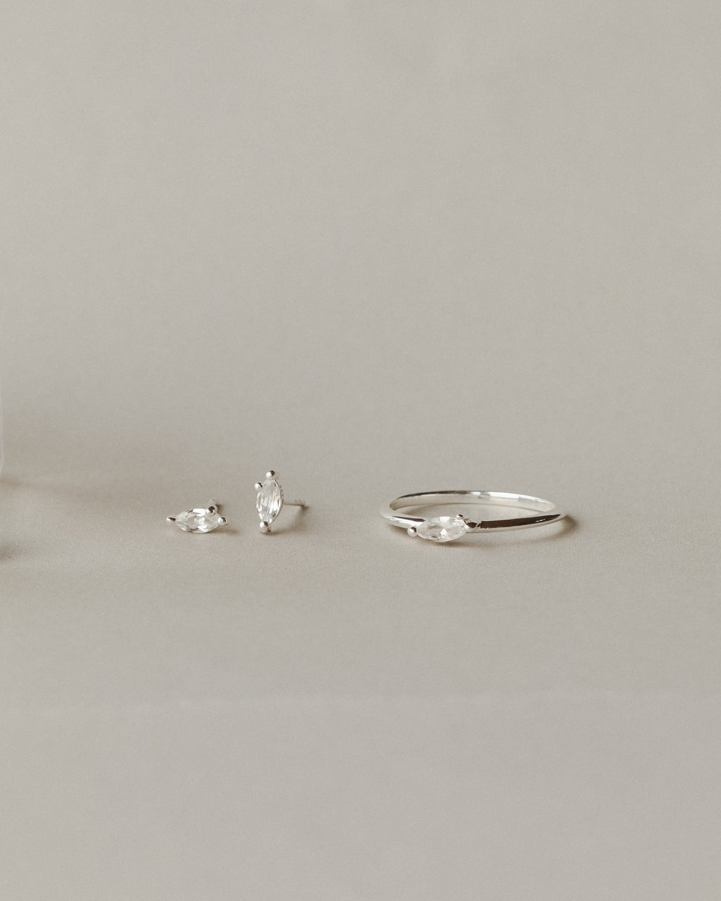 White Sapphire Leaflet Studs