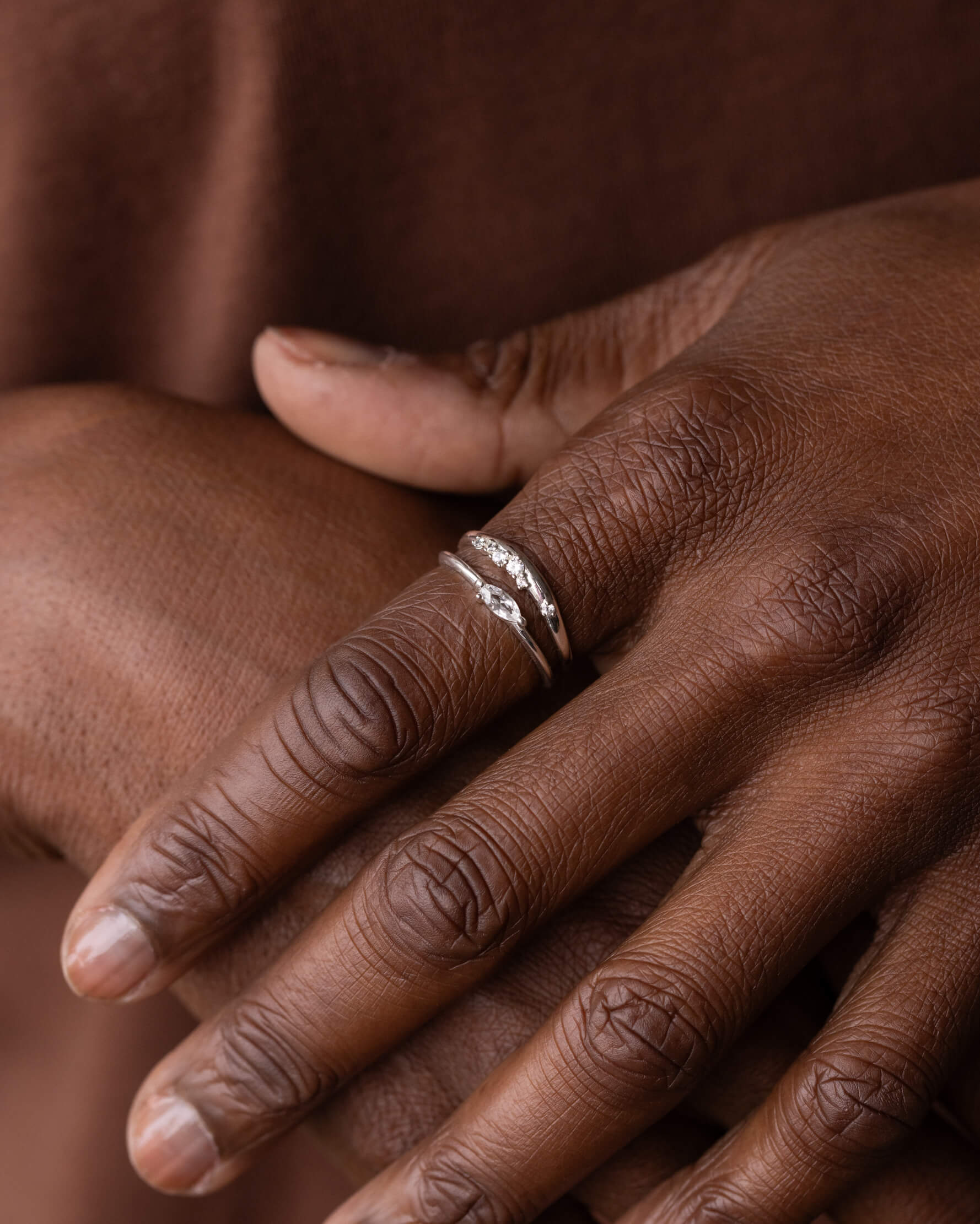 White Sapphire Leaflet Ring