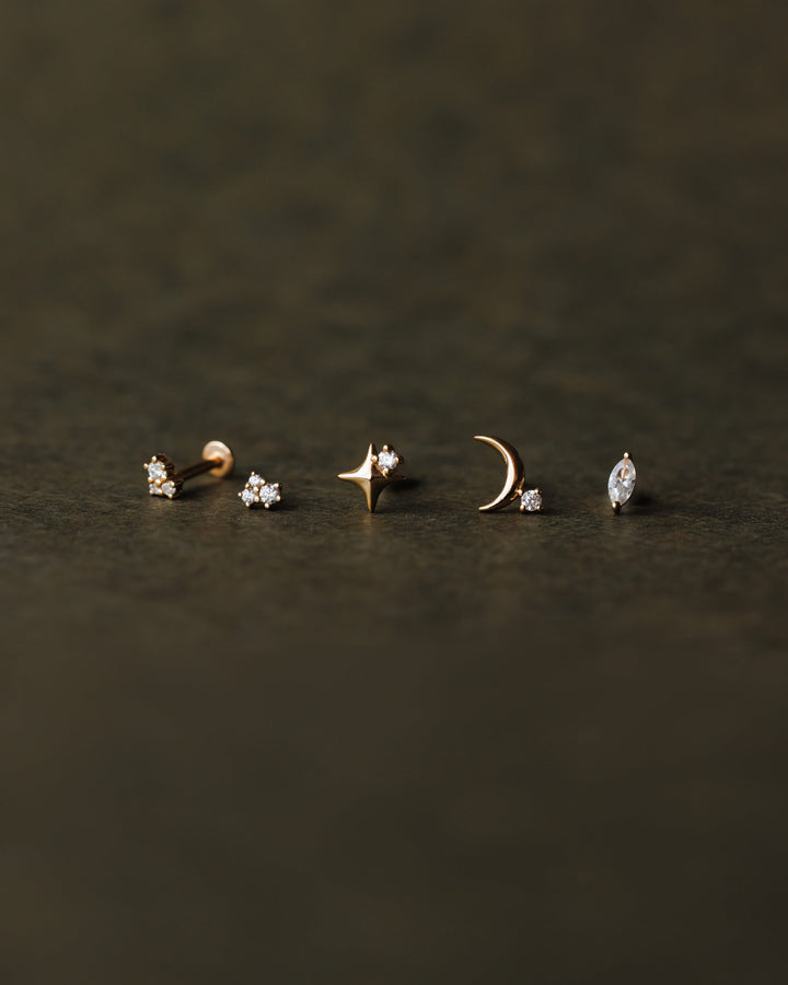 Marquise White Sapphire Flatback Studs