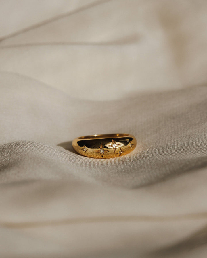 Chunky gold dome ring with sparkles
