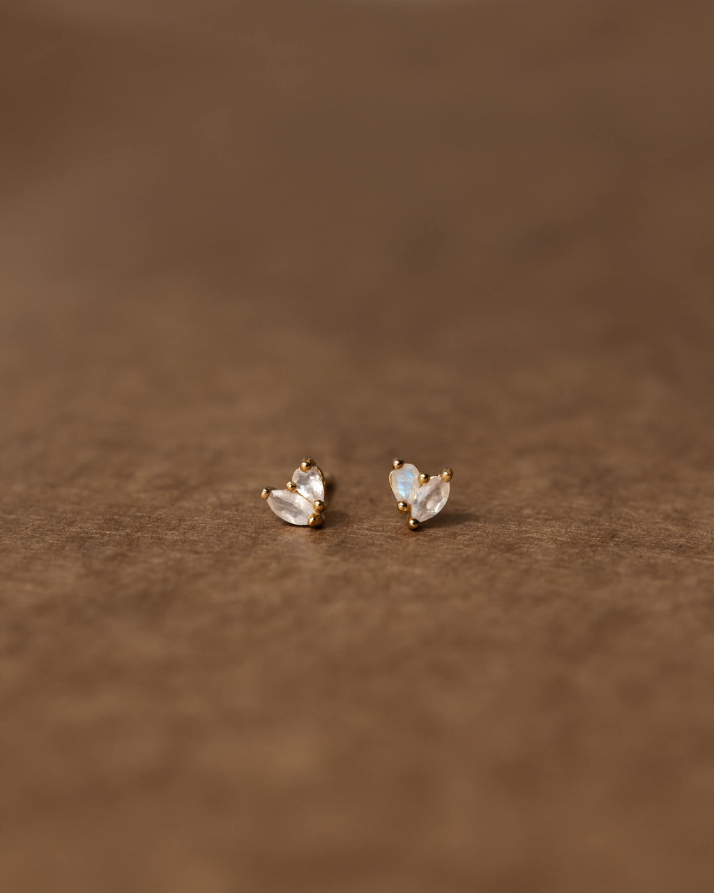 White Moonstone Duo Studs