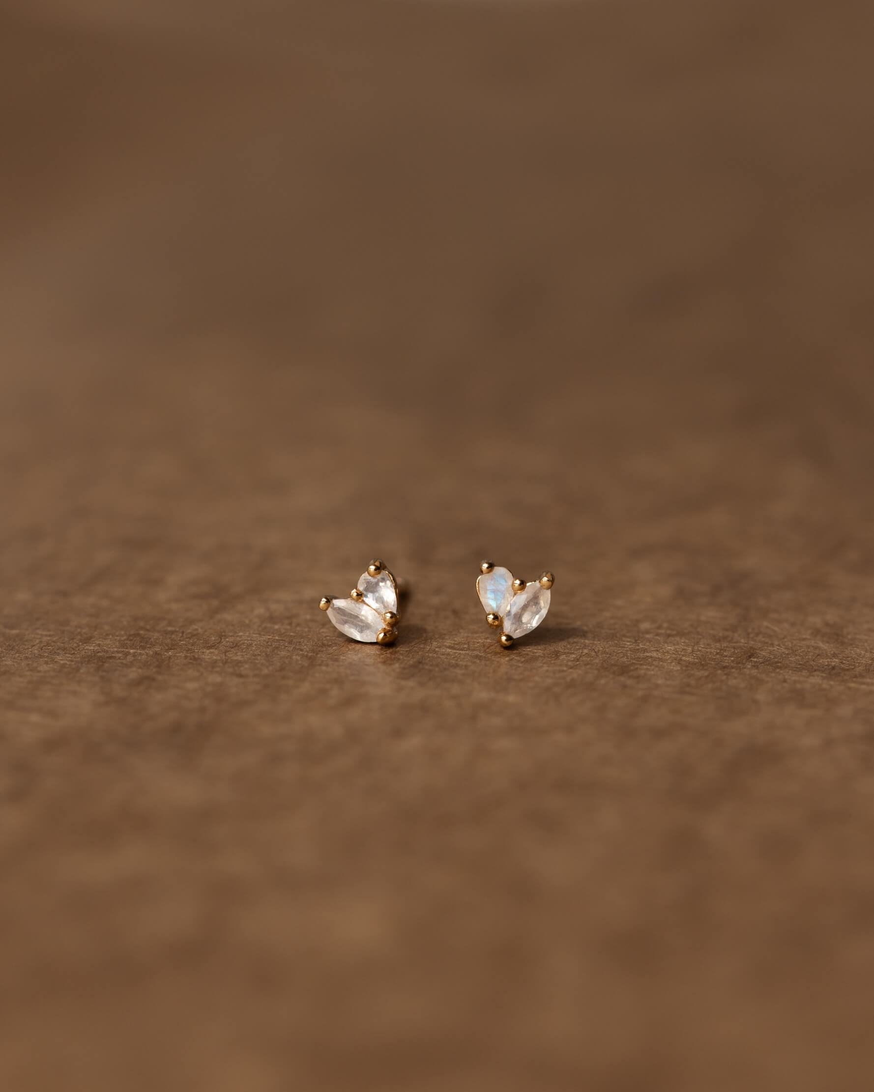 White Moonstone Duo Studs