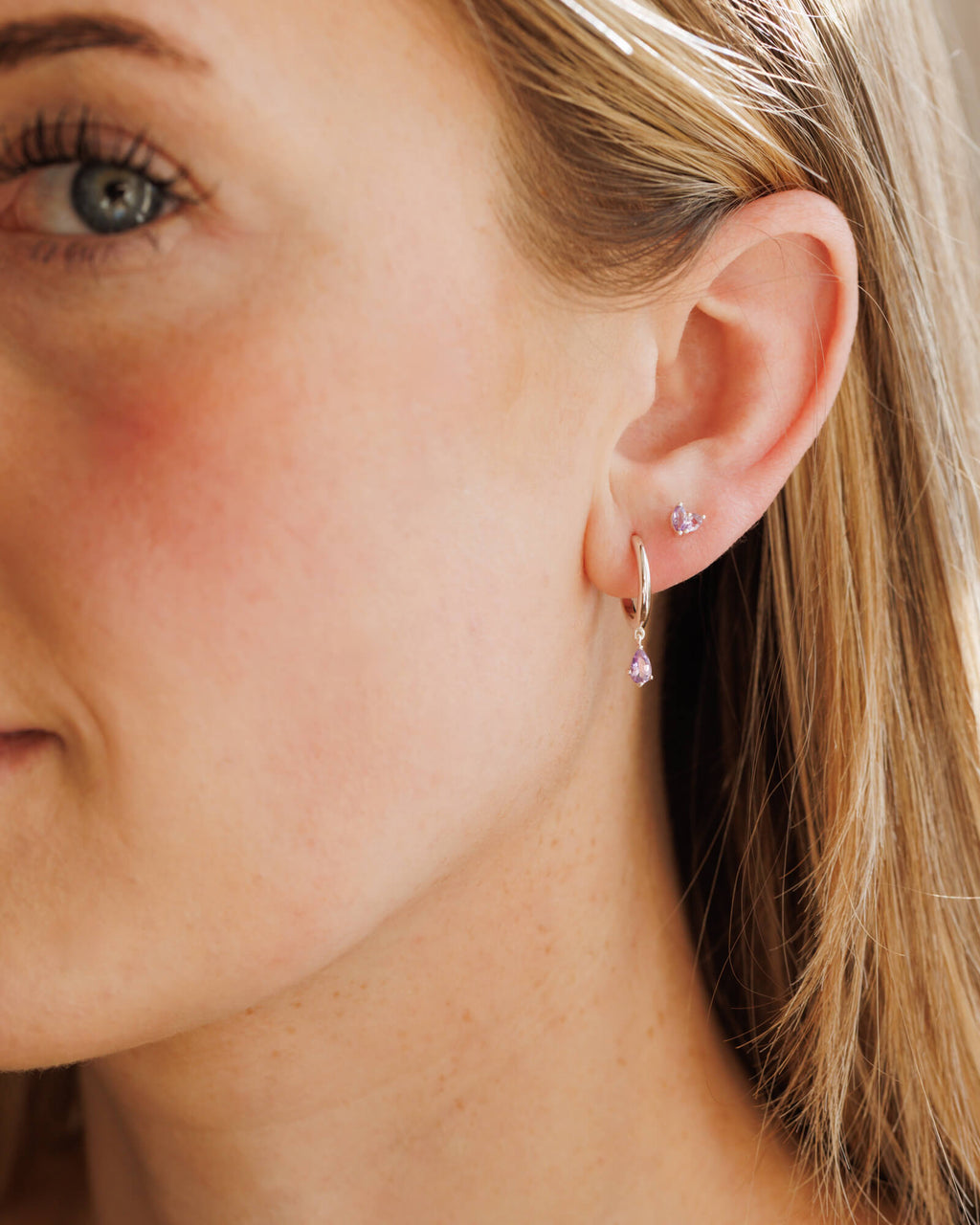 Aura Birthstone Drop Hoops