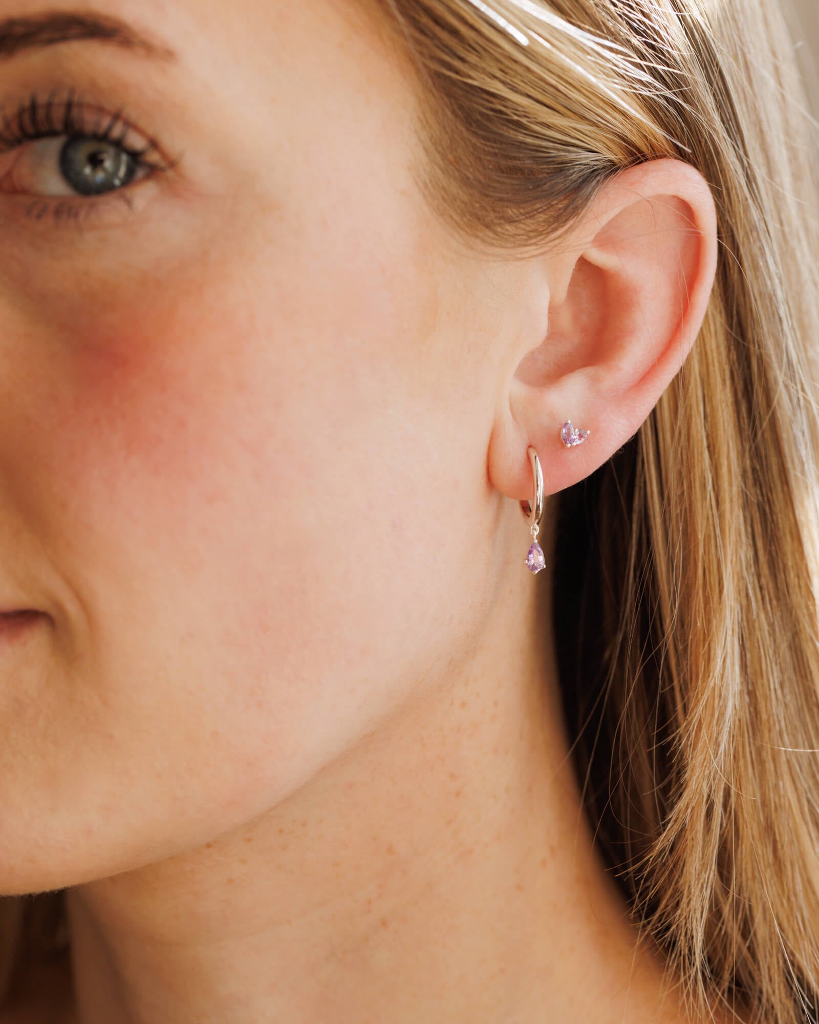 Aura Birthstone Drop Hoops