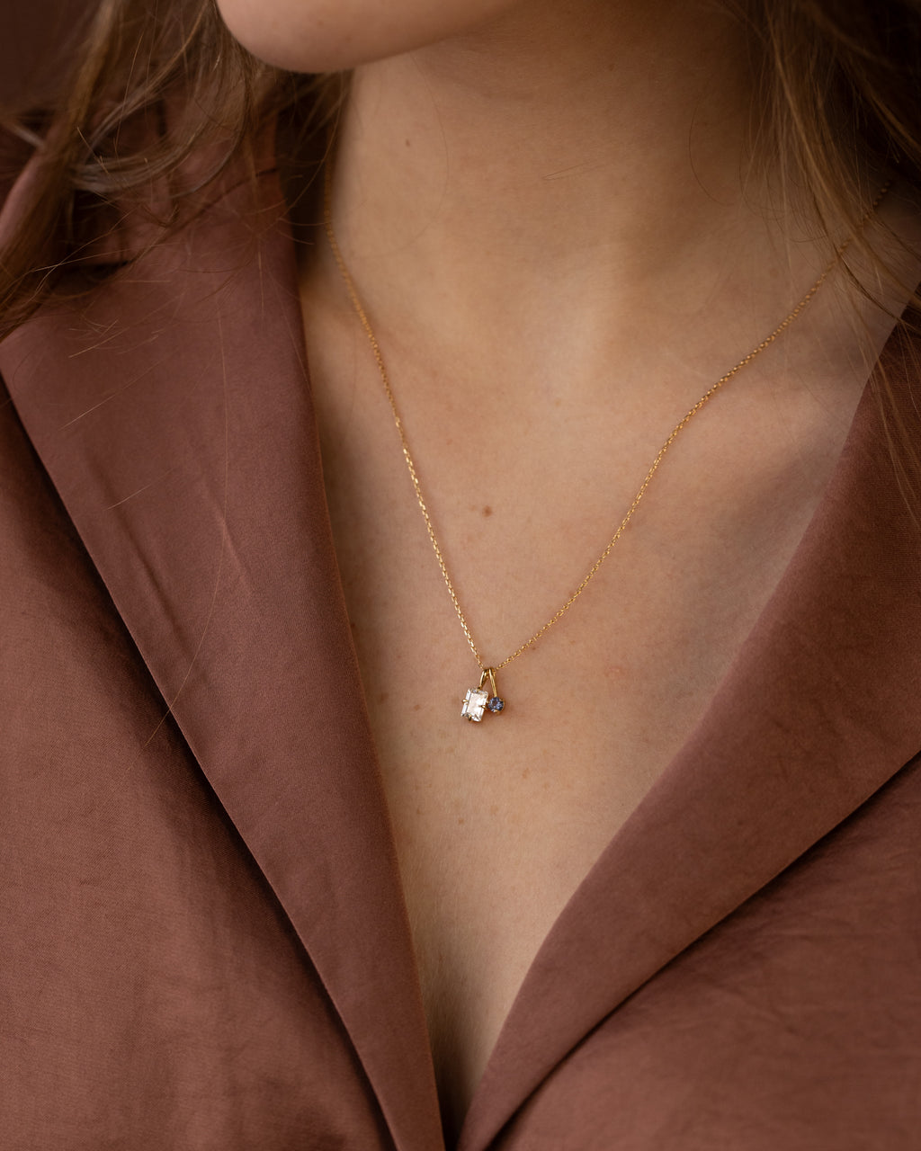 Solid Gold Toi et Moi Necklace