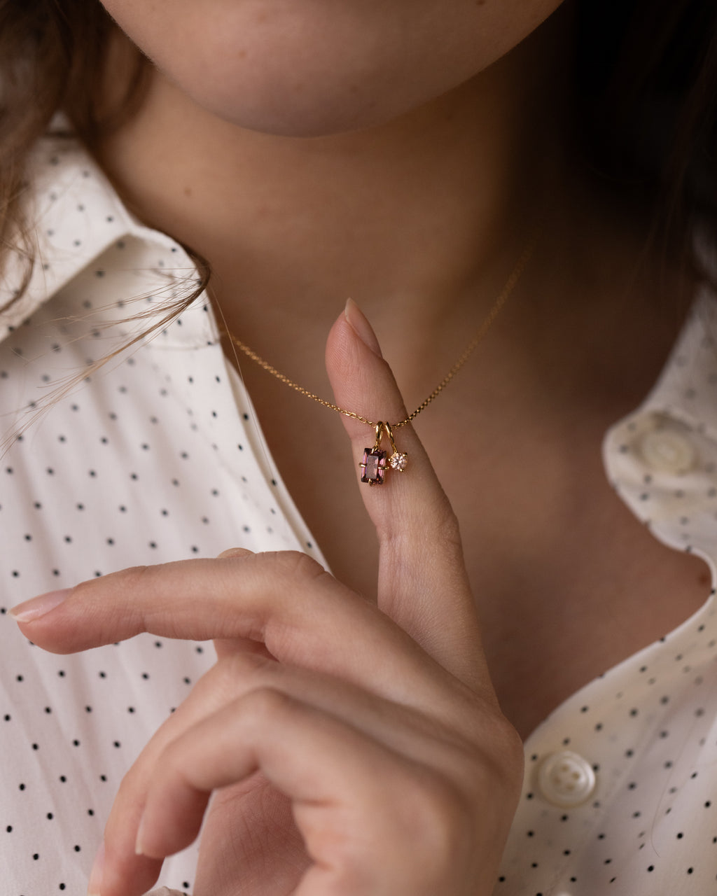 Solid Gold Toi et Moi Necklace