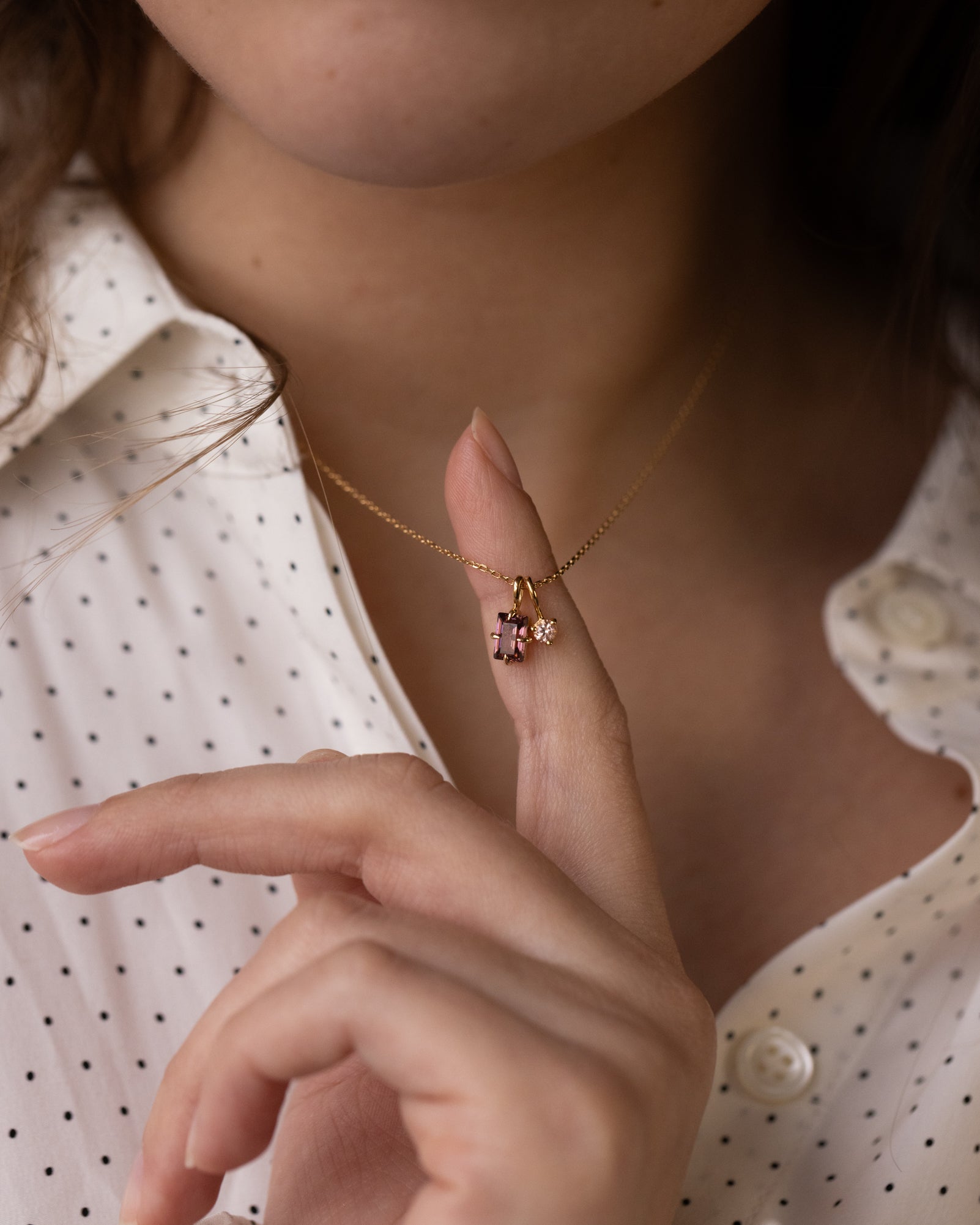 Solid Gold Toi et Moi Necklace