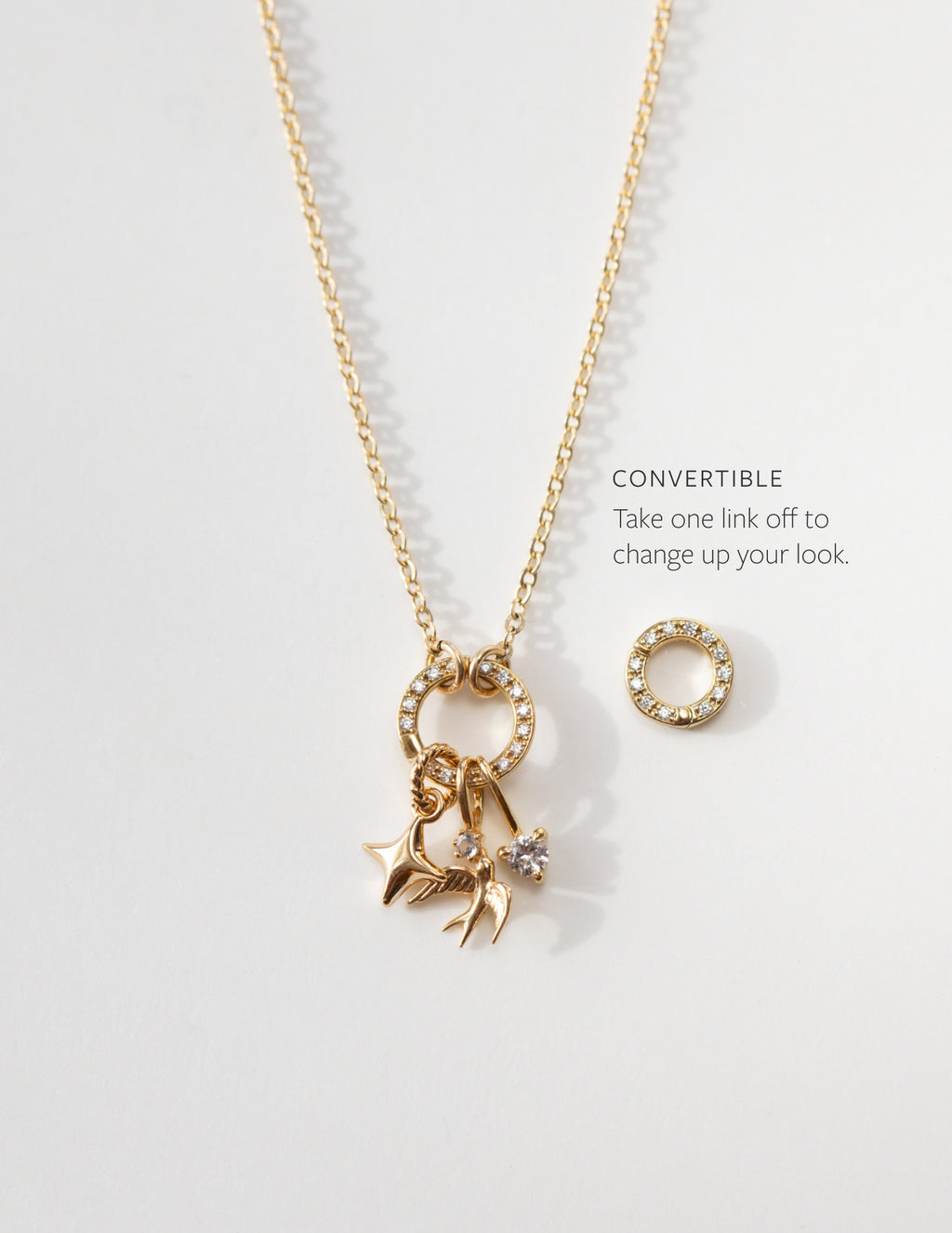 Pavé Duo Charm Holder Necklace