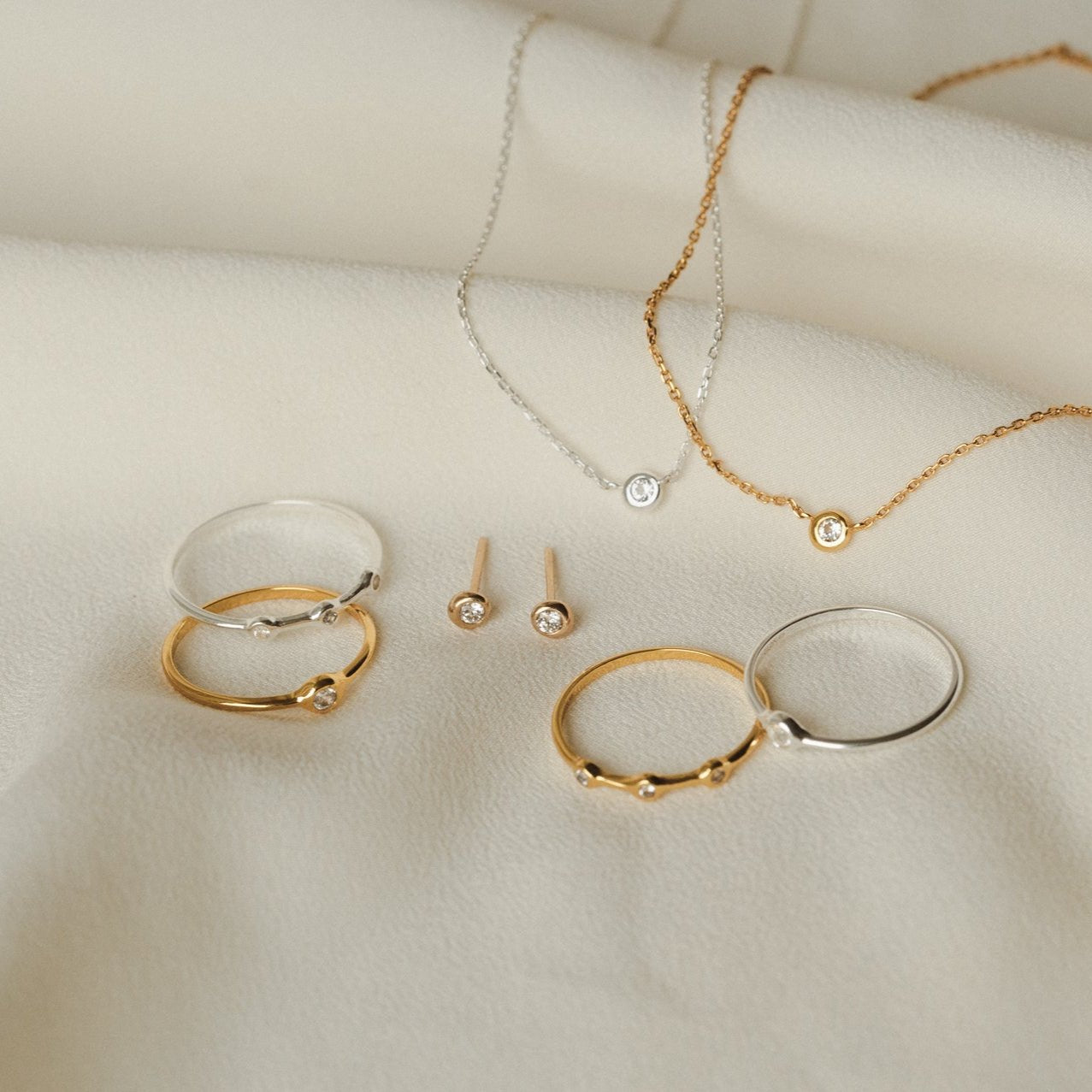 Gaia White Sapphire Trilogy Ring