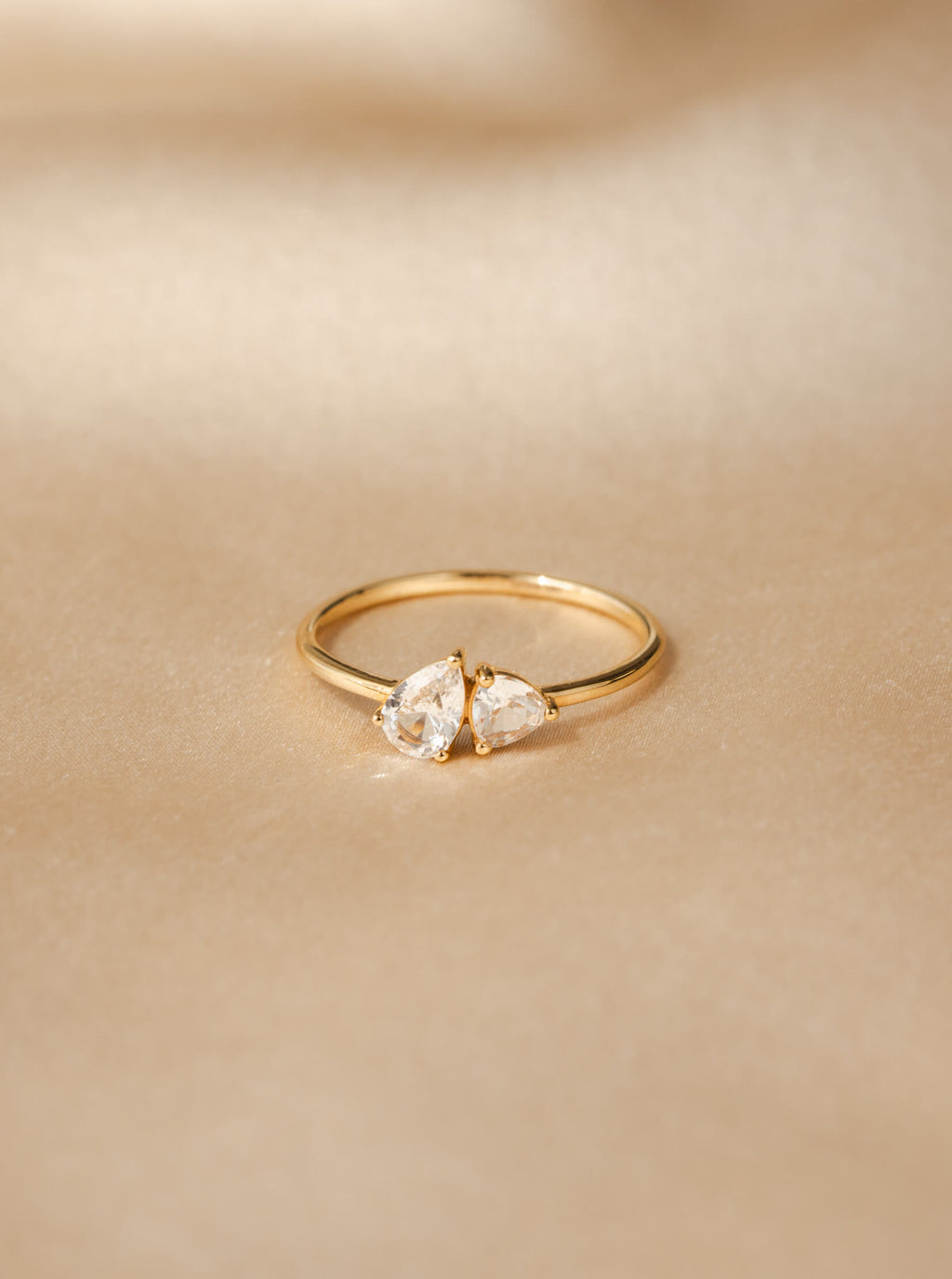 White Sapphire Toi et Moi Ring