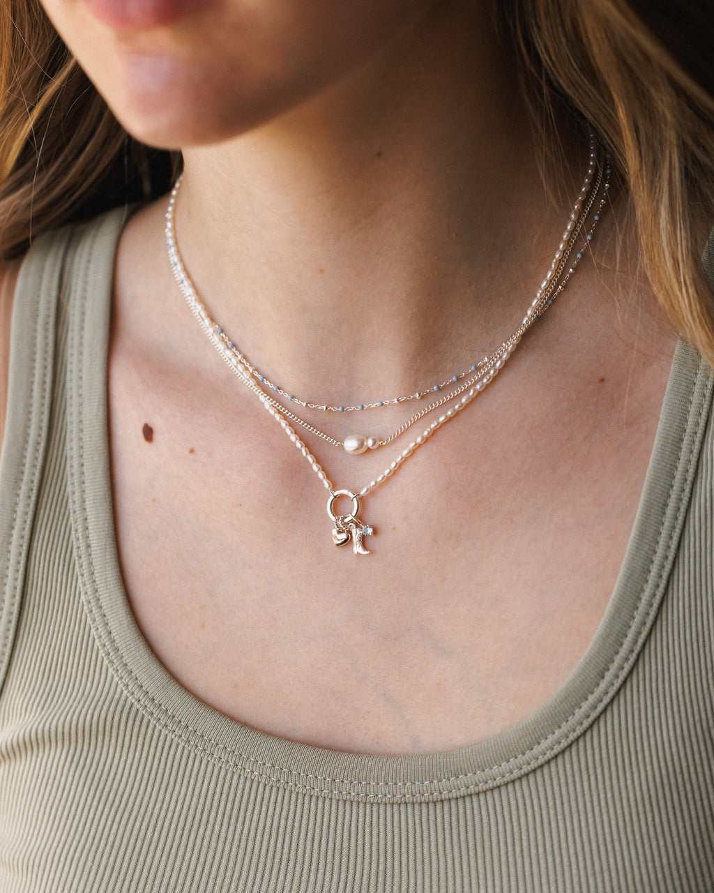 Pearl Charm Holder Necklace