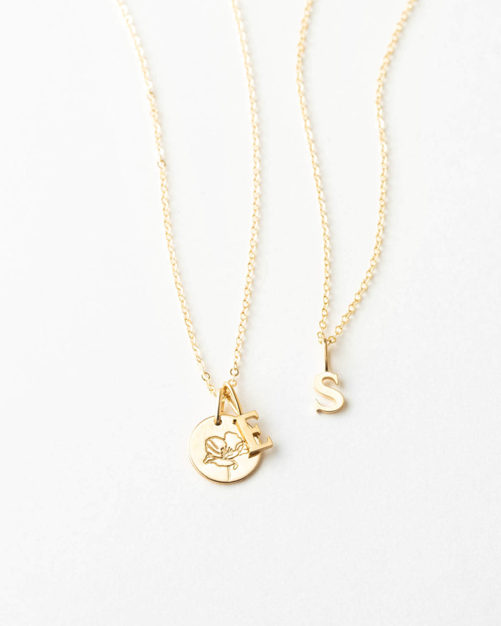 14k Dainty Serif Initial Necklace