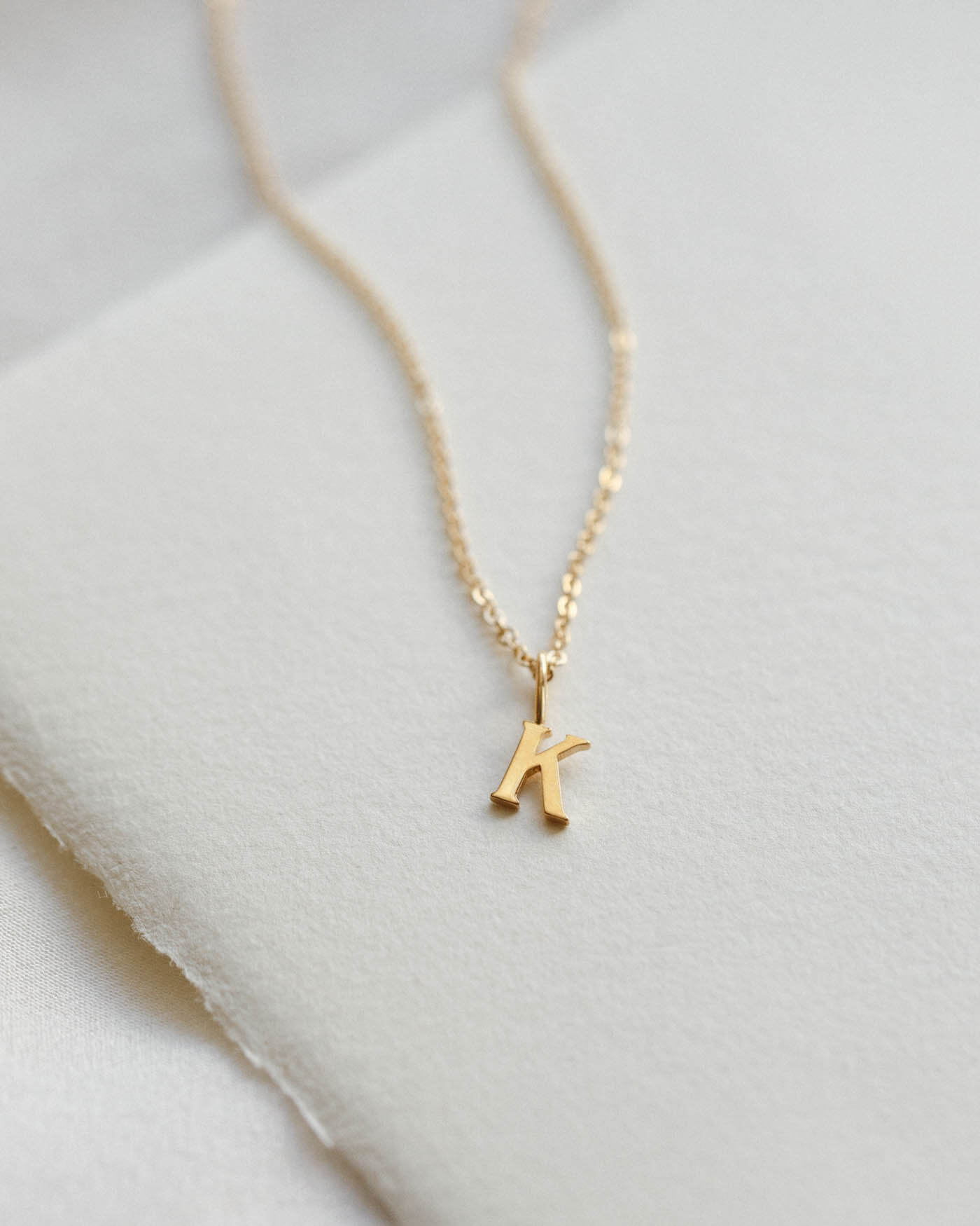 14k Dainty Serif Initial Necklace