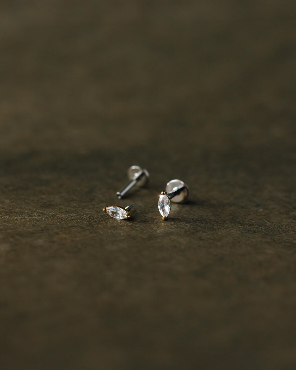 Marquise White Sapphire Flatback Studs