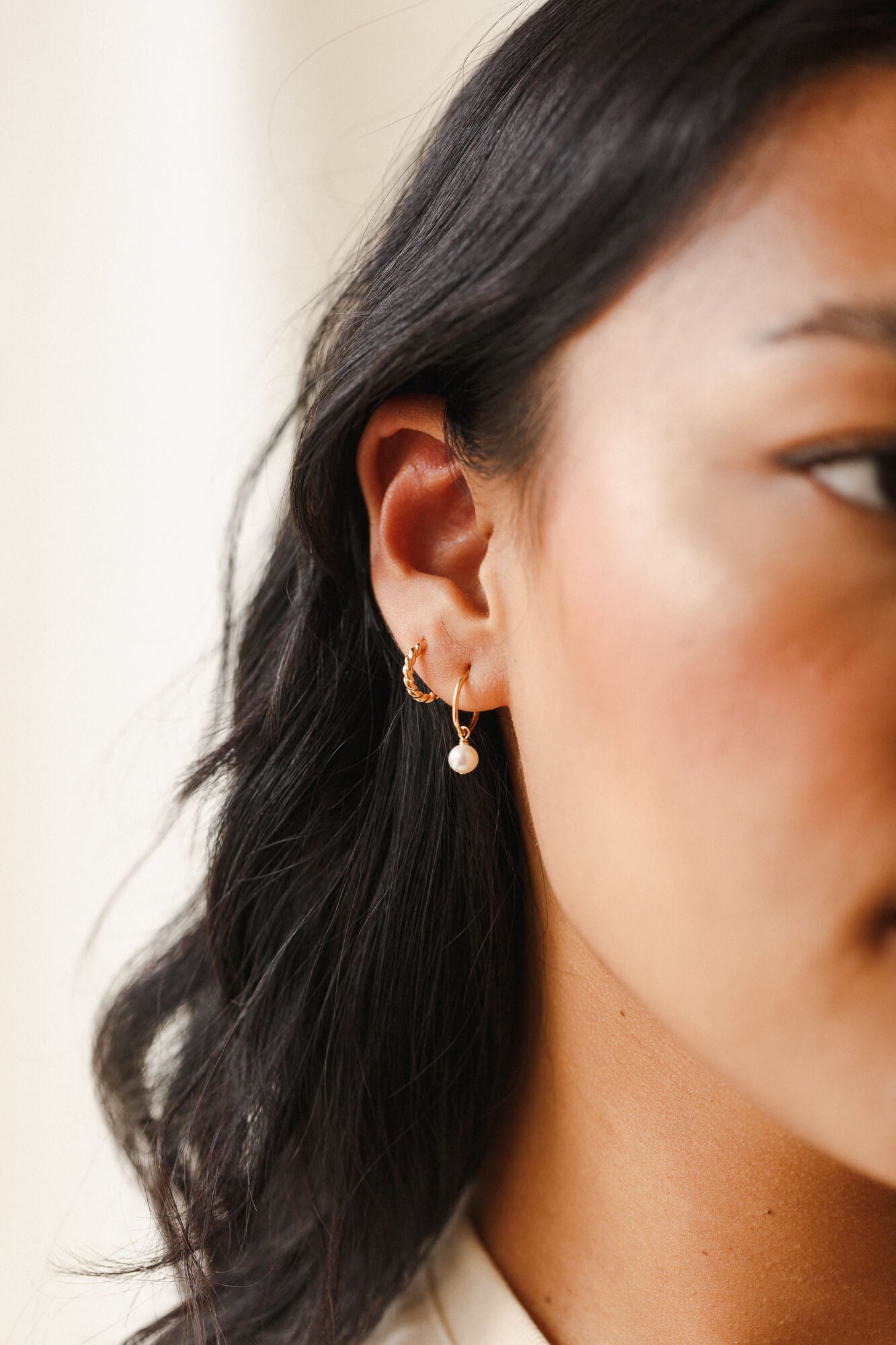 Sia Pearl Huggie Hoops