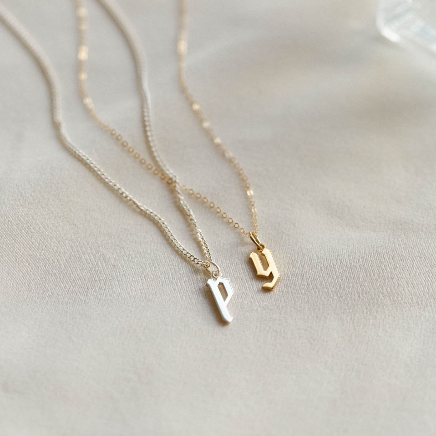 Dainty Gothic Initial Necklace